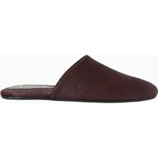 Black Suede Studio Sona Mor Pony Derisi, Yuvarlak Kapalı Slip-On El Yapımı Zarif Mule