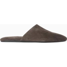 Black Suede Studio Shiloh Süet Yuvarlak Burunlu, Rahat Slip-On Kapalı Mule Terlik