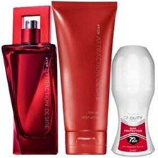 Avon Attraction Desire Kadın Parfüm, 150 ml Vücut Losyonu ve Onduty Max Protection Kadın Rollon Paketi