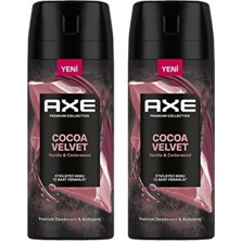 Axe Premium Cocoa Velvet Vanilla & Cedarwood Premium Deodorant Bodyspray 72 Saat Ferahlık 150 ml 2 Adet