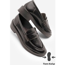 Marjin Kadın Loafer Günlük Klasik Ayakkabı Casual Makosen Fonle Kahve
