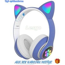 Lesgo A+ Kalite Kedi Kulağı Detaylı Bluetooth Kablosuz Rengarenk Işıklı Rgb Çocuk Kulaklık 2025 Vers