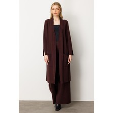 Mutlu Ertan Kadın Cep Detaylı Uzun Hırka Vino 20242