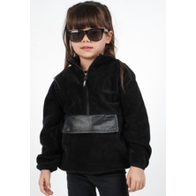 Dublino Kids Kız Çocuk Polar Dik Yaka Yarı Fermuarlı Sweatshirt Hırka Ceket