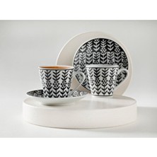 English Home Sunline 4 Parça 2 Kişilik Kahve Fincan Takımı 80 ml Siyah