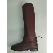 Lucciola Kadın Hakiki Deri Körüklü Yarım Astar Kahverengi Çizme