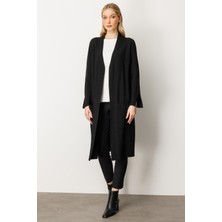 Mutlu Ertan Kadın Cep Detaylı Uzun Hırka Siyah 20242