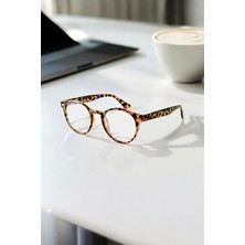 Ren Eyewear Unisex Oval  Kesim Yuvarlak Leopar Klasik Mavi Işık Korumalı Ekran Gözlüğü BLUE BLOCK