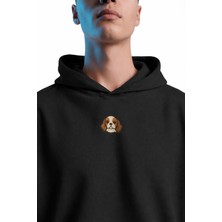 Muhtar Store Cavalier King Charles Baskılı Siyah Kadın Hoodie – Oversize Kapüşonlu Sweatshirt
