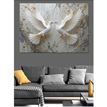 Ekart Altın Parlayan Güvercin Dekoratif Kanvas - Mdf Ahşap Tablo
