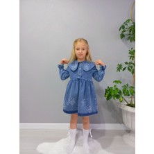 Miviko Kız Çocuk Elbise Kotlu ve Taşlı Mevsimlik Bayramlık  Gezmelik Super Kaliteli Pamuk  Kumaş Yuzde Yuz