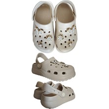 Famele's Cross Anatomik Taşlı Ekru Eva Plaj Deniz Günlük Çocuk Terlik 205