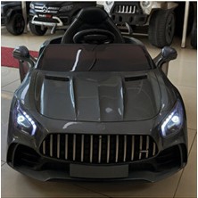 Babyhope 12V Mercedes Gtr Akülü Araba Uzaktan Kumandalı Tek Kişilik 1-4 Yaş Gri LED Işıklı