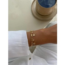 Marsel Kuzey Yıldızı ve Fatma Ana Eli Figür Charm Model Açık Gold Bileklik