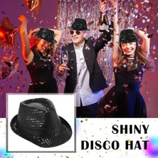 Tuncel Store Disko Star Siyah Payetli Fötr Şapka Yetişkin Boy