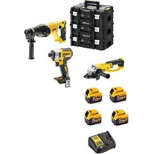 Dewalt DCH133NT( 2.6j )+DCF887NT( 206 Nm )+DCG412NT( 125 mm )+ 4ADET 5 Amper Batarya +1 Adet Dolum Cihazı