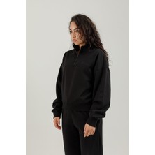 Airlife Bolder Fz.7 Yarım Fermuarlı Kadın Dik Yaka Sweatshirt Siyah