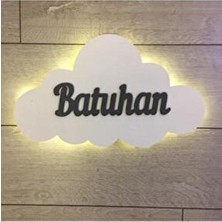  çocuk odası ısimli dekoratif ahşap bulut gece lambası ledli aydınlatma