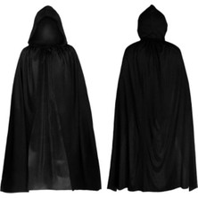 Erseyy Parti Aksesuar Cadılar Bayramı Kapişonlu Pelerin Siyah 90 cm