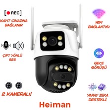 Heiman HM-608 6mp 2 Kameralı Full Hd Ptz Onvif Wifi Kamera - Kayıt Cihazı Destekli