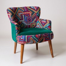 Waterybrook Tekli Berjer Koltuk - Dijital Baskılı Babeface Kumaş – Ceviz Ayaklı - 5 Renk Seçeneği