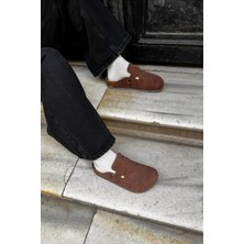 Milaya Shoes Hardy Soft Step Tokalı Süet Terlik – Ev ve Dış Mekan Kullanımına Uygun