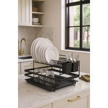 Magic Objects Yedekli Siyah Kare Wc Kağıtlığı Tuvalet Fırçalığı Çöp Kovası Seti, Metal Askılı Wc Kağıtlık Fırça