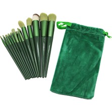 Selfbuysell 13PCS Yeşil Kadife Torbalı Makyaj Fırça Set (5324)