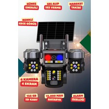 OEM 4K Simkartlı Güneş Enerjili 4 Kameralı Güvenlik Kamerası Renkli Gece Görüş Sesli 360 Derece W07