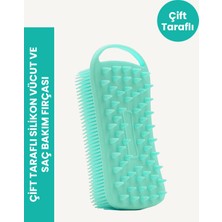 Çift Taraflı Silikon Vücut ve Saç Bakım Fırçası, Saç ve Vücut Derisine Masaj Yapan Şampuan Tarağı