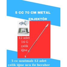 Göktulpar 5 cc Uzatmalı Enjektör 70 cm 14 G Çelik Iğne Ucu Metal 12'li