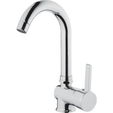 MegaVitrin Tema Prima Tse Belgeli Tek Gövde Kuğu Lavabo Bataryası Krom 304 Paslanmaz