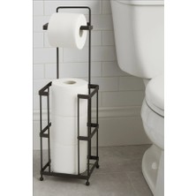 Wirewel Mat Siyah Yedekli Ayaklı Tuvalet Kağıtlığı, Paslanmaz Premium Seri Wc Kağıtlık Askısı Askılığı
