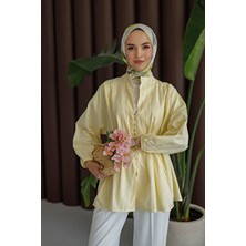 Moonsc Nervürlü Keten Tesettür Gömlek