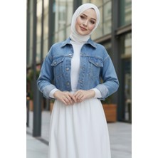 İlkimay.com Cepli Kısa Kot Ceket 1669 - Mavi