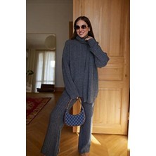 Askı Nişantaşı Füme Atkılı Saç Örgülü Triko Pantolon Takım