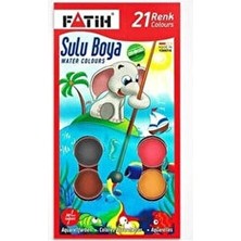 Fatih 21'li Sulu Boya Beyaz Renkli Kırtasiye Ürünü 21 Parça Çocuklar İçin Eğlenceli Boyama Seti