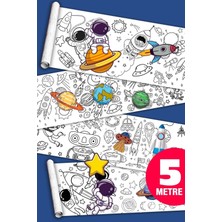 Uzay Yolculuğu, Güneş Sistemi Dev Boyama Kağıdı Boyama Rulosu Büyük Boy 5 Metre