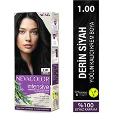 NEVA Intensive Kalıcı Krem Saç Boyası Seti 1.00 Derin Siyah Amonyaklı Yoğun Renk
