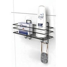  yapışkanlı 4 kancalı banyo rafı mat siyah banyo şampuanlık duşakabin duş askısı