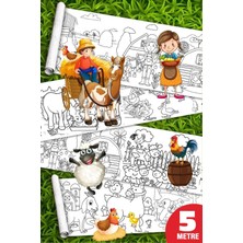 Çiftlik Havanları Köy Hayatı Dev Boyama Kağıdı Boyama Rulosu Büyük Boy 5 Metre