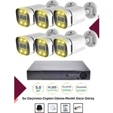 OEM Irtech 6 Kameralı Güvenlik Kamera Seti -Renkli Gece Görüşlü-Su Geçirmez-Tak Çalıştır G12