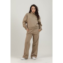 Airlife Bolder Fz.7 Yarım Fermuarlı Kadın Dik Yaka Sweatshirt Kahverengi