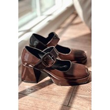 I Love Shoes Lanis Rugan Toka Detaylı Platform Topuklu Ayakkabı Acı Kahve