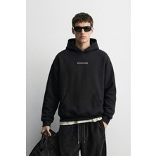 Abluka Online Unisex Oversize Savage Grafik Baskılı Kalın Kapüşonlu Sweatshirt Siyah