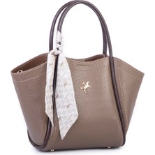 Nas Bag Kadın Fularlı El ve Omuz Çantası Vizon Kahve Victoria