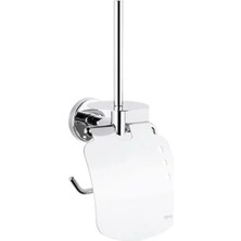 MegaVitrin Tema Mare 304 Kalite Paslanmaz Çelik Kapaklı ve Yedekli Tuvalet Kağıtlığı