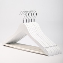 Dekohop Ahşap Askı Elbise Ceket Pantolon Askısı Beyaz Renk 10 Adet