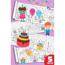 Doğum Günü Temalı Dev Boyama Kağıdı Boyama Rulosu Büyük Boy 5 Metre