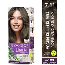 Nevacolor 7.11 Yoğun Küllü Kumral Kalıcı Krem Saç Boyası Seti Amonyaklı Gri Renk Etkisi